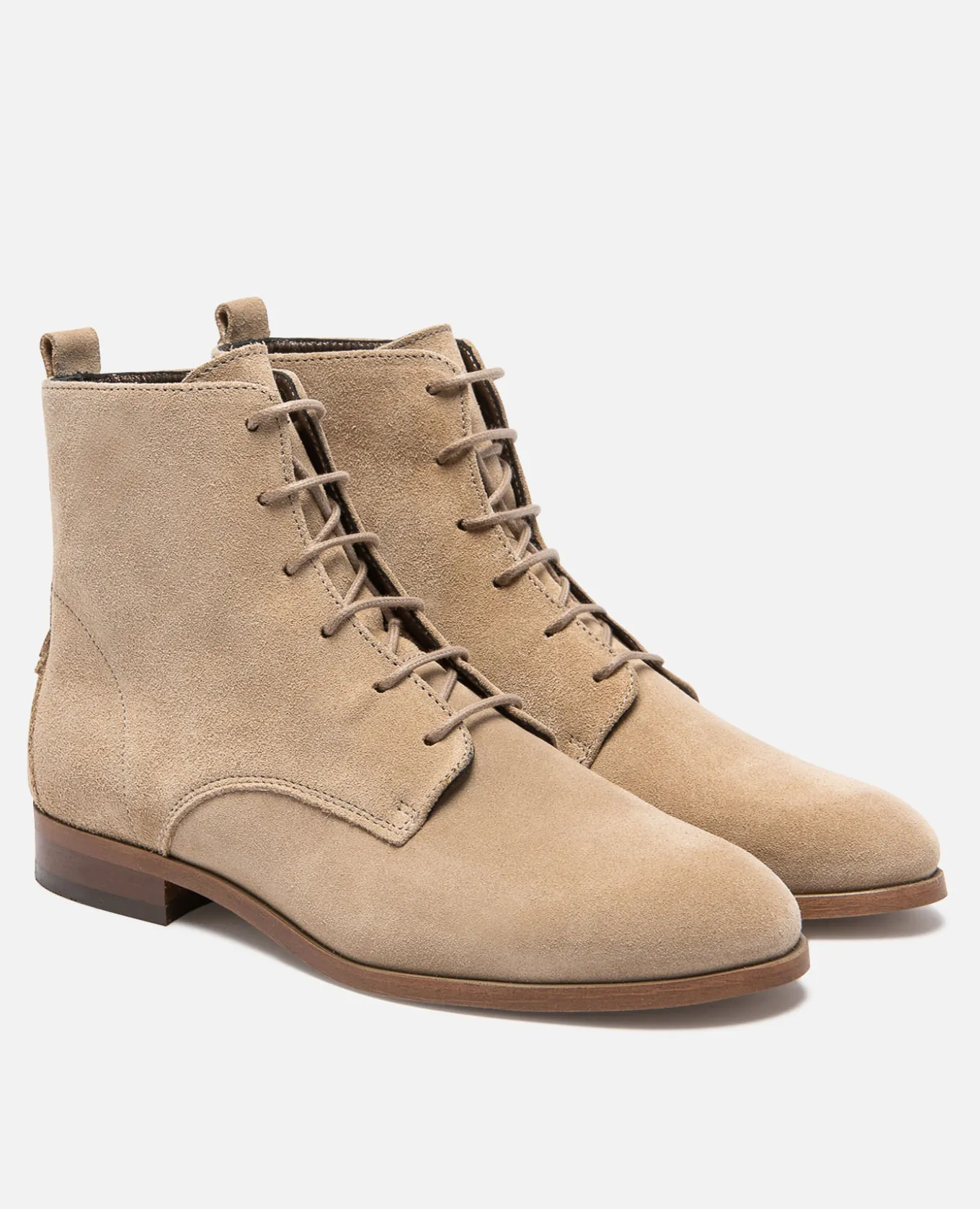 AVERY Boots à Lacets Croûte velours Beige Femme