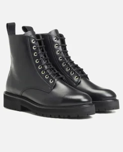 BLUFF Boots à lacets cuir noir