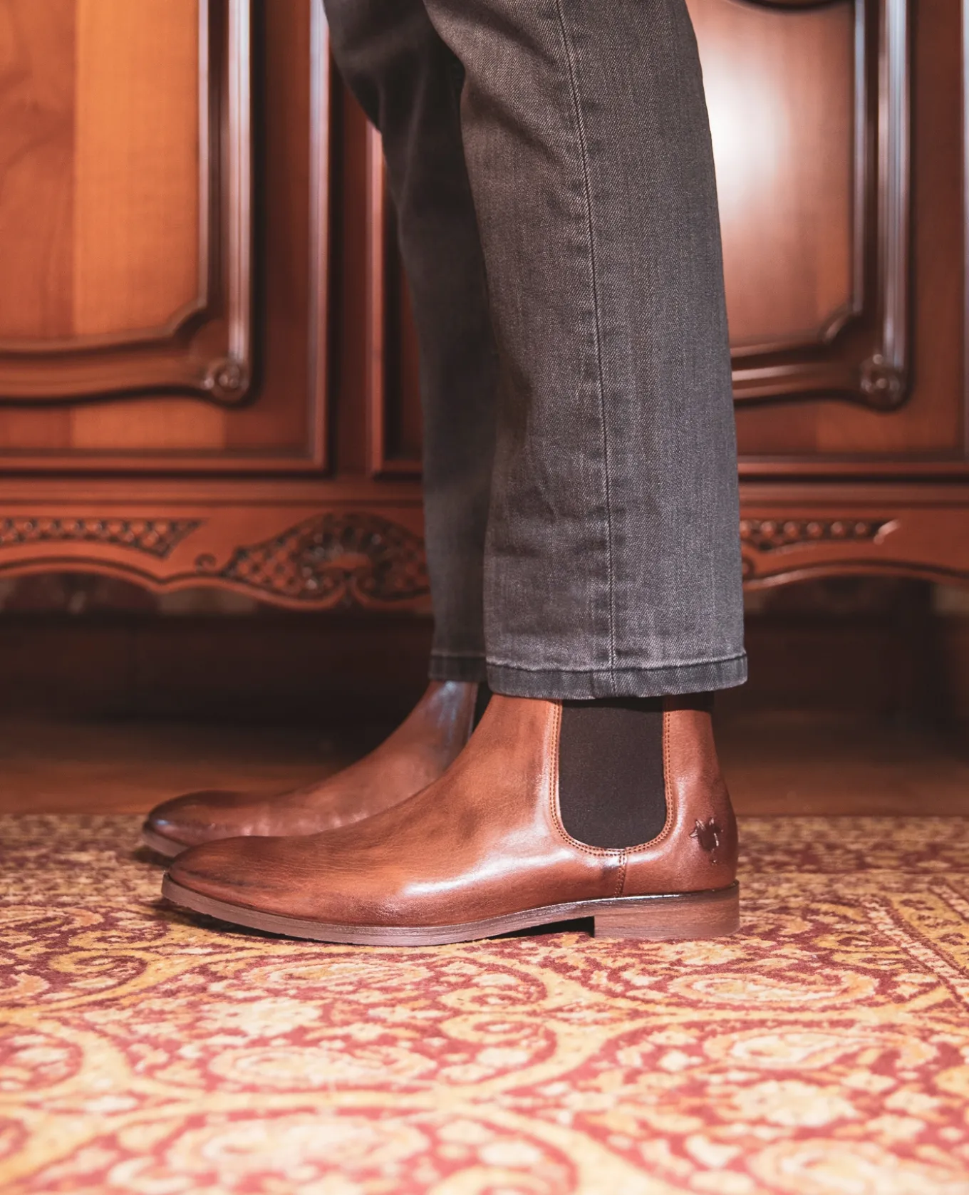 CONNOR 39 Chelsea boots Cuir Marron Homme