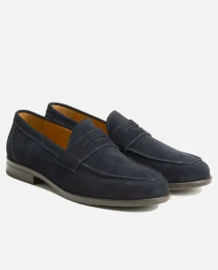DAPPER V  Mocassin croûte velours Marine Homme