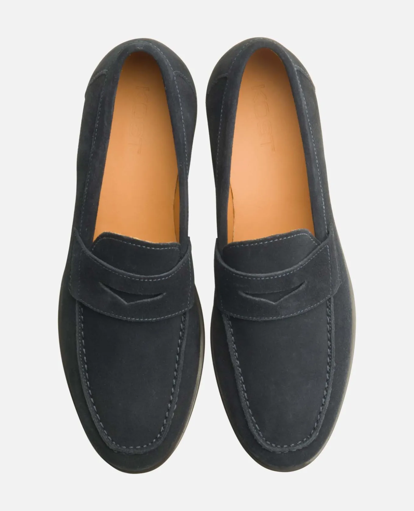 DAPPER V Mocassin croûte velours Marine Homme