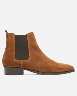 DOUG 5 Chelsea boots à talons Croûte velours Marron Homme