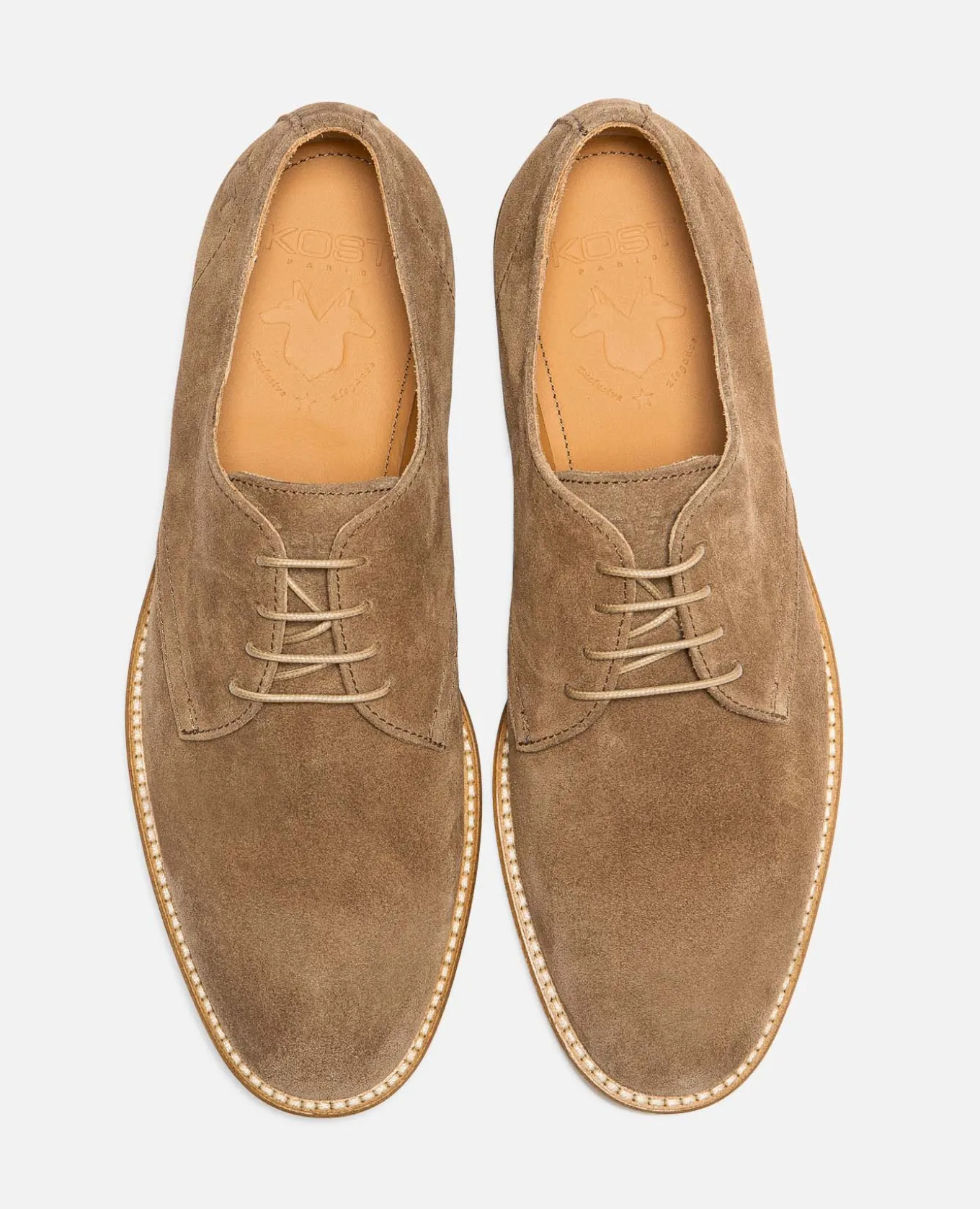 FOLK 5 Derbies Croûte Velours Cognac Homme
