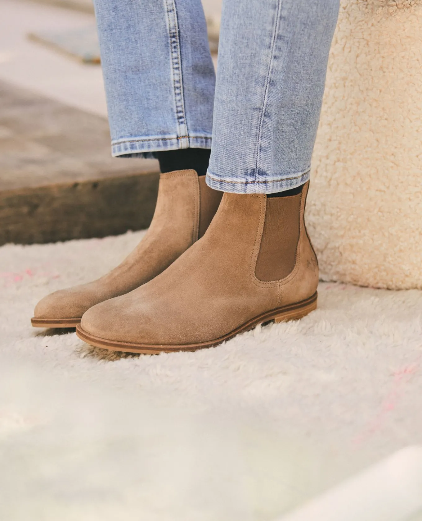 HOLDEN 5 Chelsea boots Croûte Velours Taupe Homme