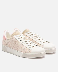 HOMERUN 3  Sneakers Croûte Velours Ecru Rose Femme