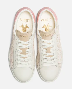 HOMERUN 3 Sneakers Croûte Velours Ecru Rose Femme