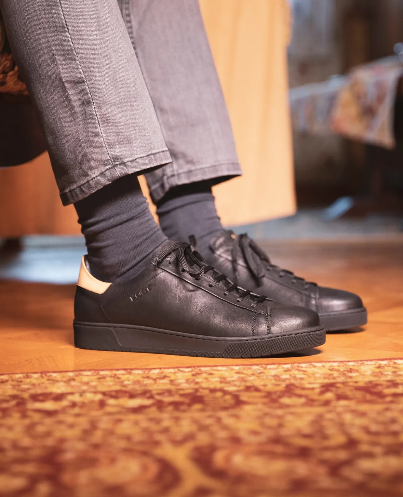 HOMERUN 2B VGT Sneakers Cuir Tannage Végétal Noir Homme