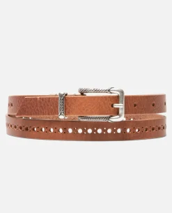 JANIS Ceinture Femme Made in France Cuir Tannage Végétal Noisette