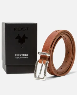 JANIS  Ceinture Femme Made in France Cuir Tannage Végétal Noisette