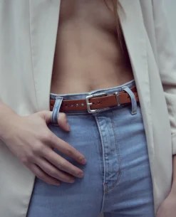 JANIS  Ceinture Femme Made in France Cuir Tannage Végétal Noisette