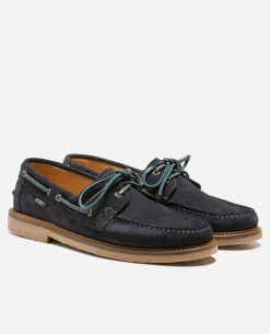 JAX 5  Chaussures Bateau Croûte Velours Bleu Homme