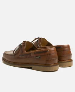 JAX Chaussures Bateau Cuir Marron Homme