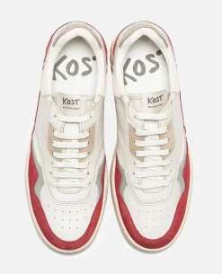 JAYDEN F Sneakers Cuir Écru+Bordeaux Femme