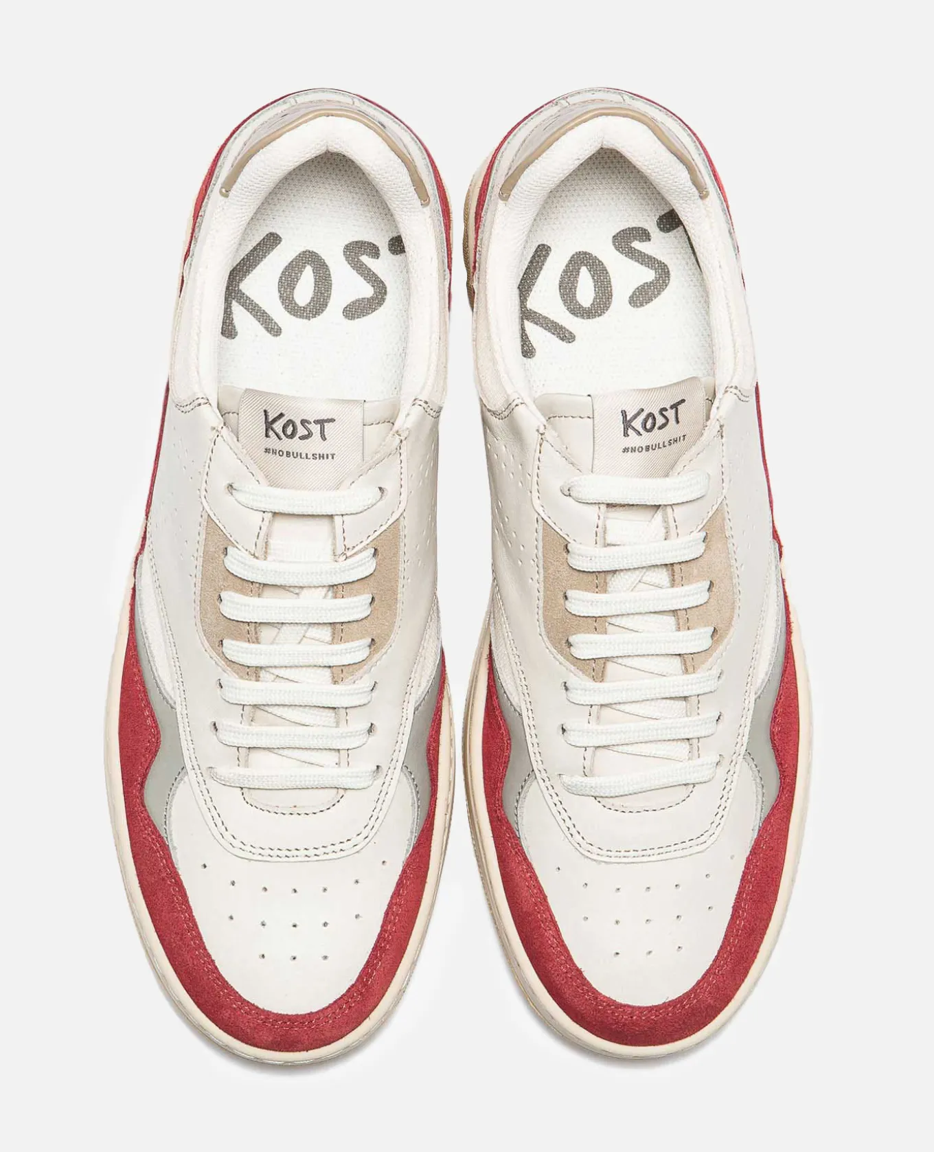 JAYDEN F Sneakers Cuir Écru+Bordeaux Femme