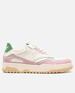 JAYDEN F Sneakers Cuir Écru-Rose Femme