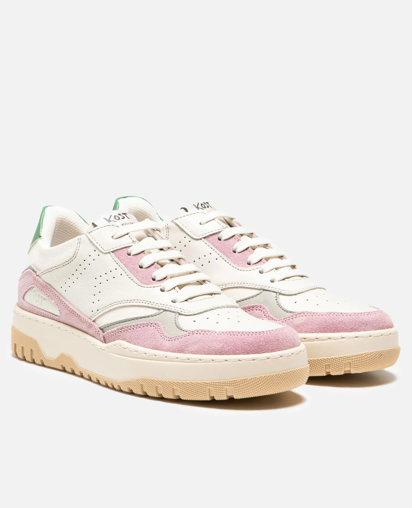 JAYDEN F Sneakers Cuir Écru-Rose Femme