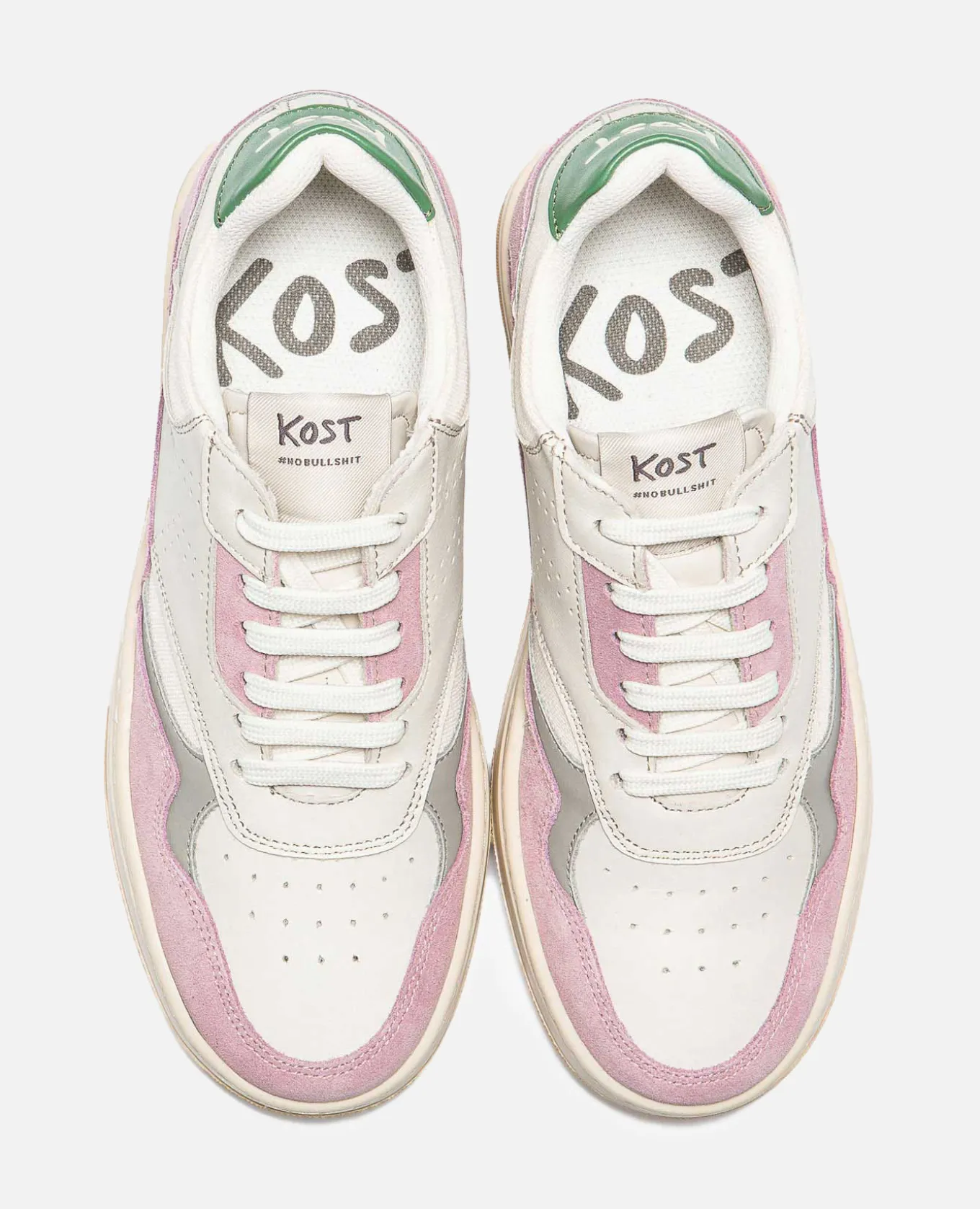 JAYDEN F Sneakers Cuir Écru-Rose Femme