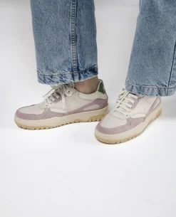 JAYDEN F Sneakers Cuir Écru-Rose Femme