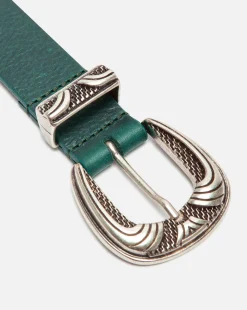 KEITH  Ceinture Made in France Cuir Tannage Végétal Vert Foncé Mixte