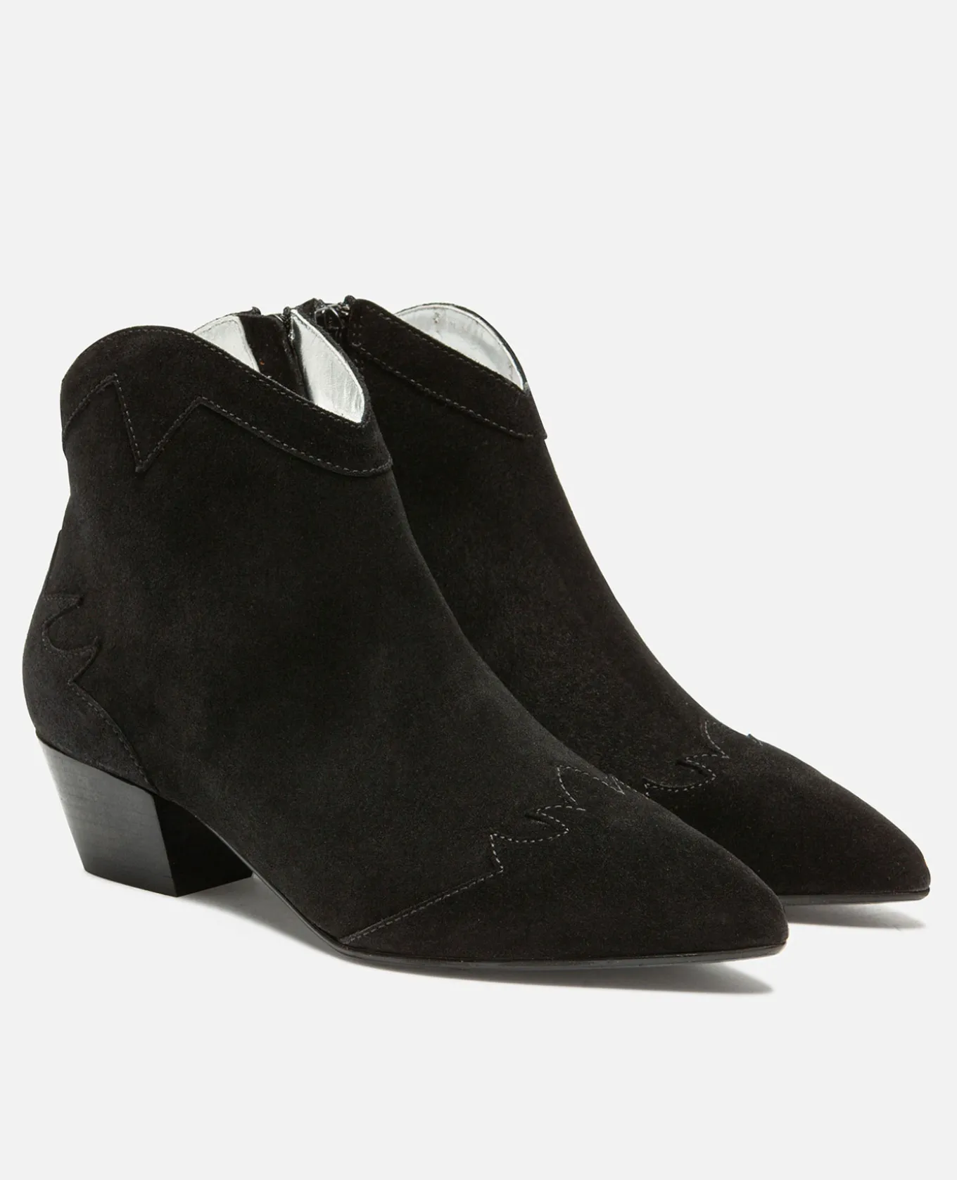 LUNA 5 Boots à talons Style Western Croûte velours Noir Femme
