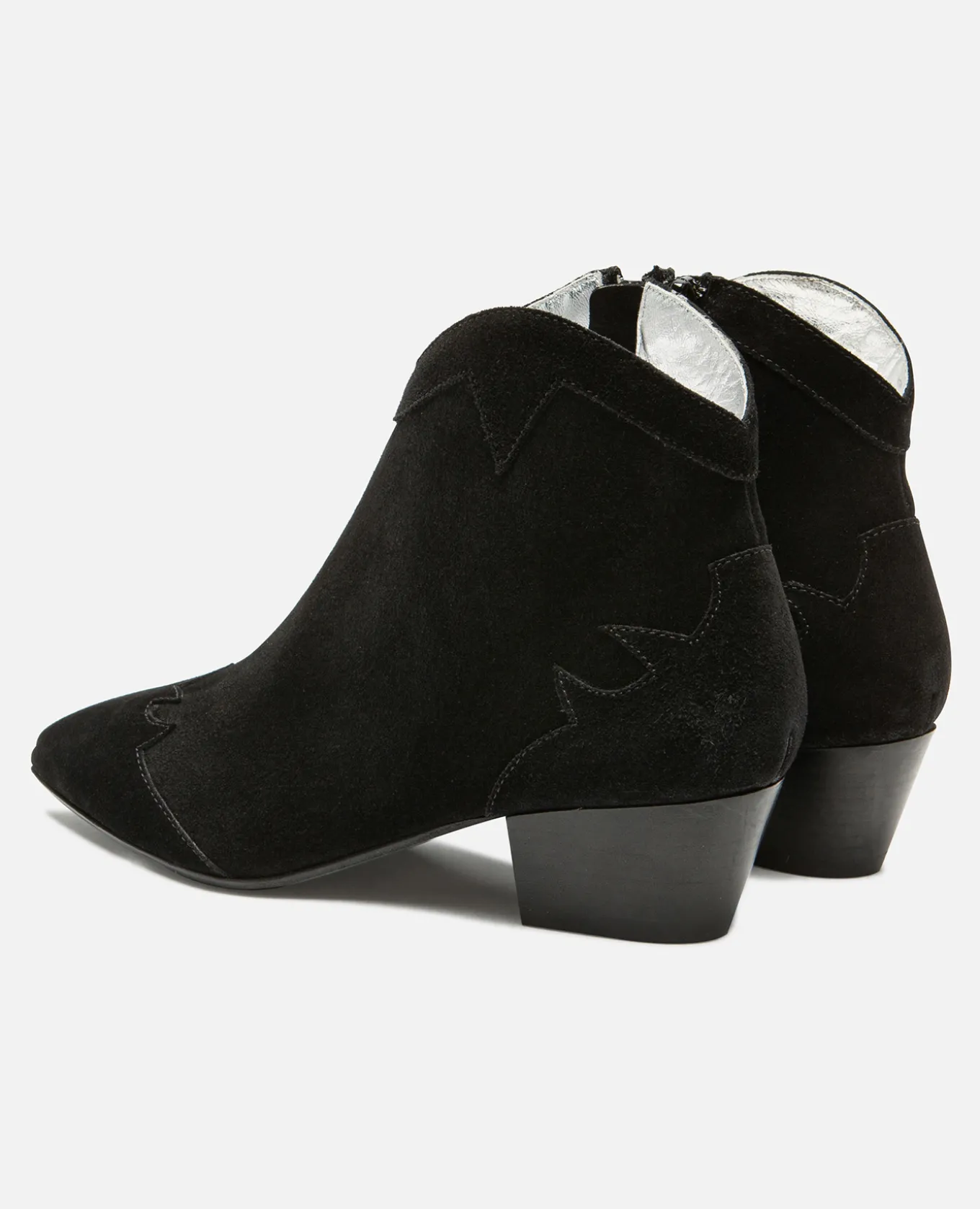 LUNA 5 Boots à talons Style Western Croûte velours Noir Femme