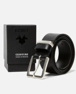 MICK  Ceinture Made In France Cuir Tannage Végétal Noir Homme