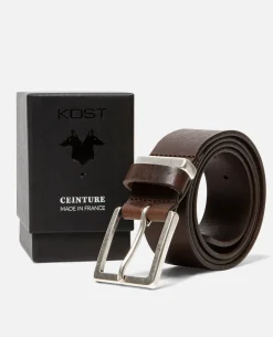 MICK  Ceinture Made In France Cuir Tannage Végétal Marron Homme
