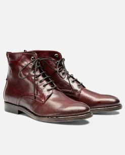 MILITANT 67  Bottines à Lacets Cuir Bordeaux Homme