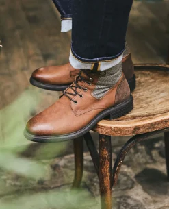 MYSTIK B VGT  Boots cuir tannage végétal et textile cognac