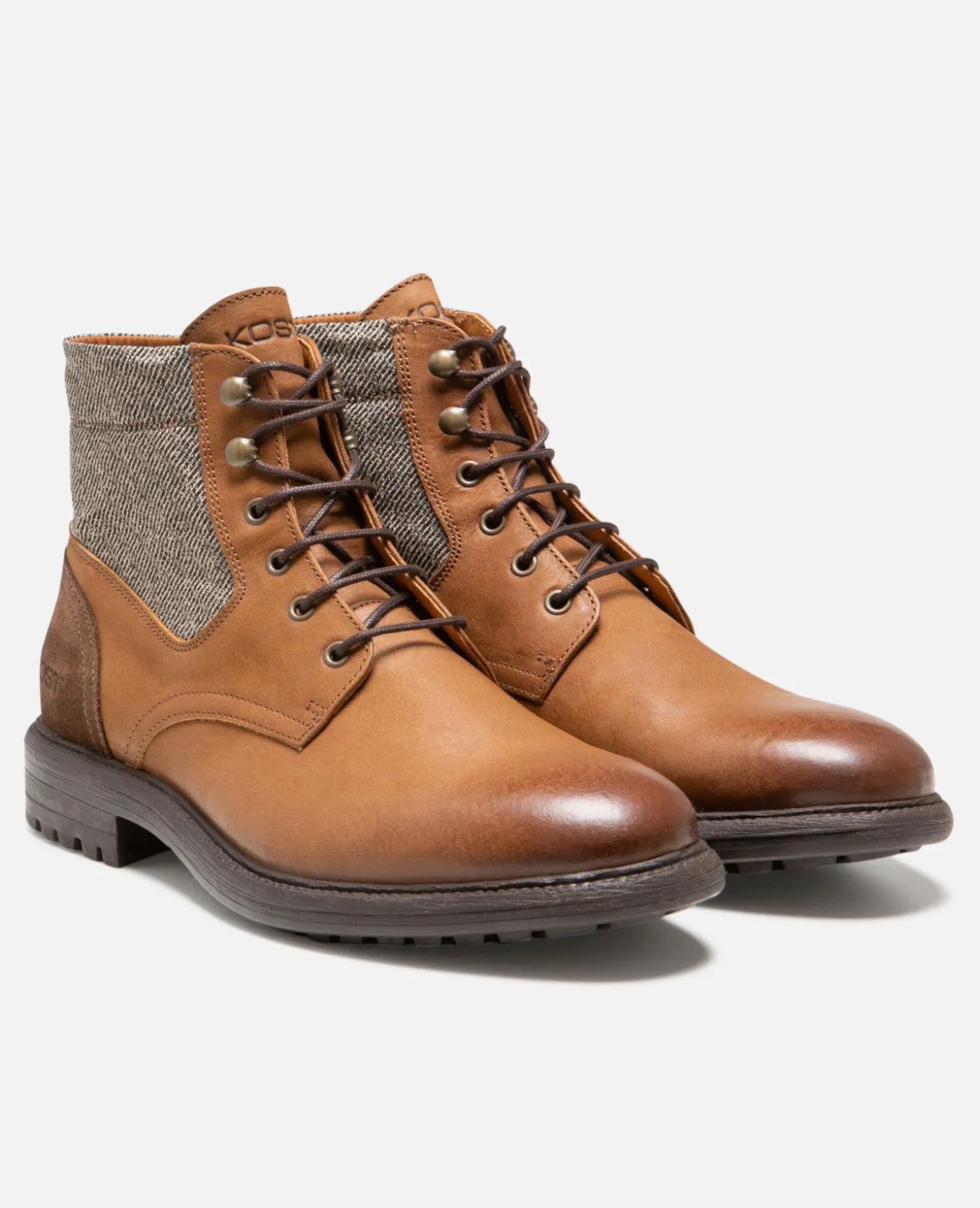 MYSTIK B VGT Boots cuir tannage végétal et textile cognac