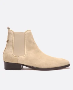 NANCY 5 Chelsea boots Croûte velours Beige Femme