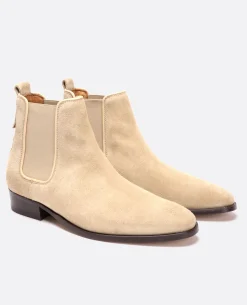 NANCY 5  Chelsea boots Croûte velours Beige Femme