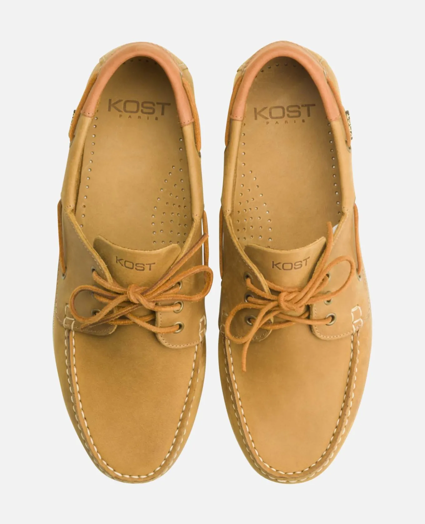 RIVIERA N BIO Chaussures bateau cuir nubuck Moutarde Homme