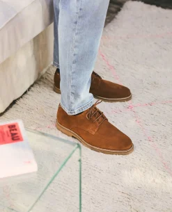 STEADY  Derbies cuir suède cognac