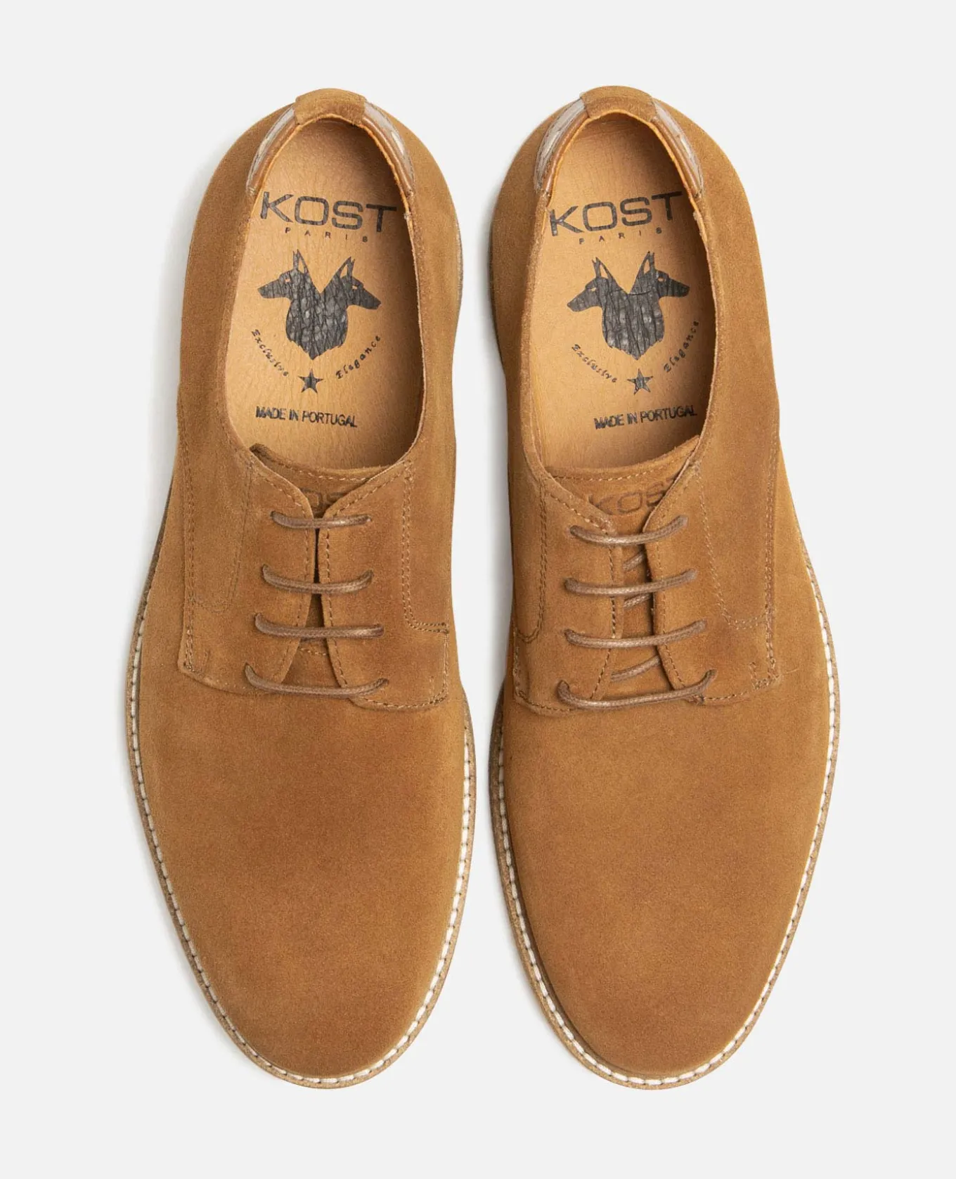 STEADY Derbies cuir suède cognac