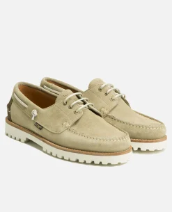 STONE V  Chaussures Bateau Croûte Velours Vert Homme