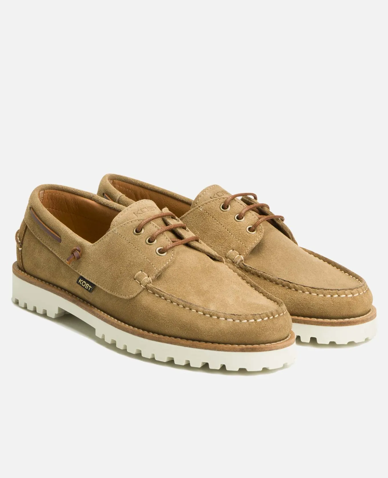 STONE V Chaussures Bateau Croûte Velours Taupe Homme