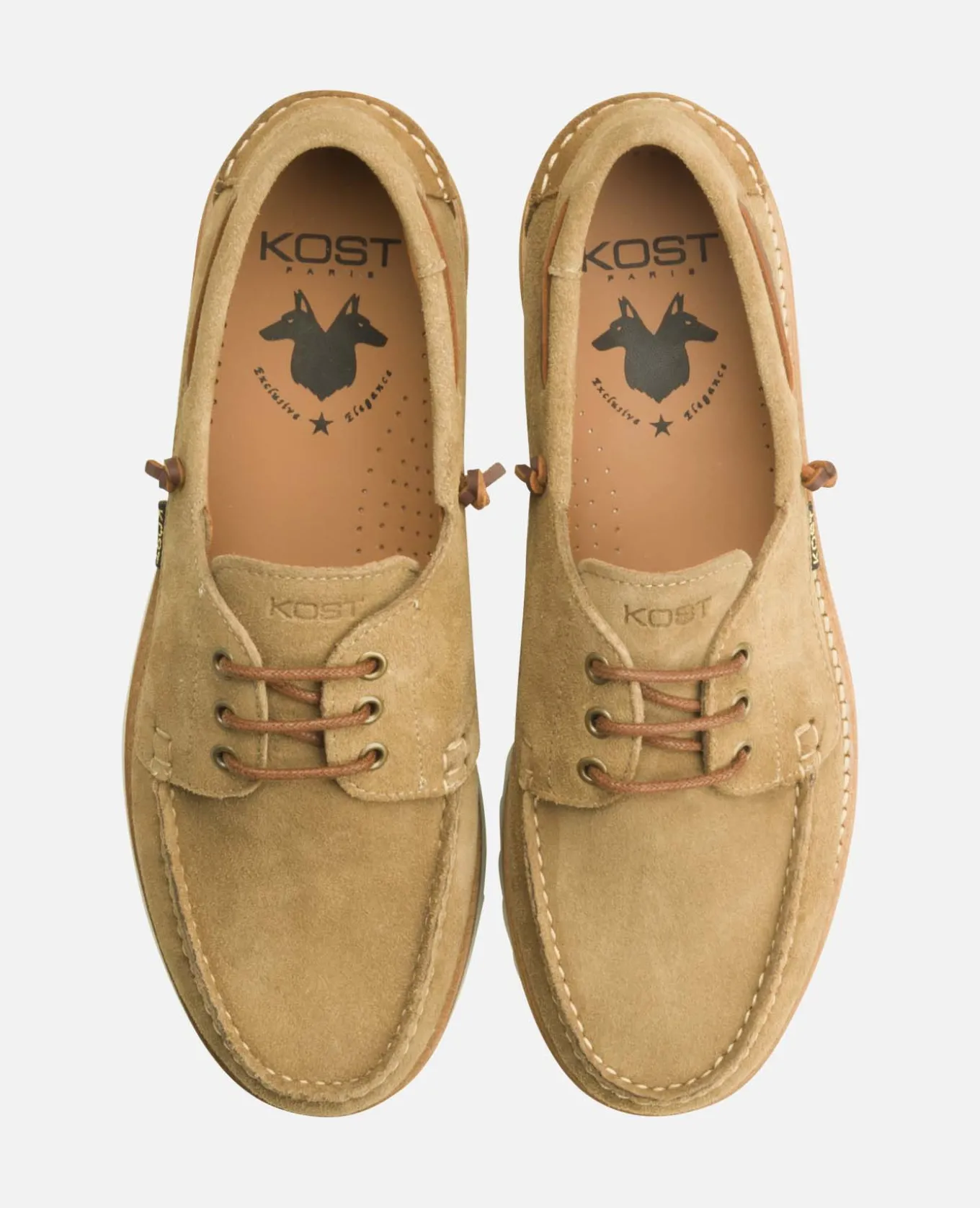 STONE V Chaussures Bateau Croûte Velours Taupe Homme