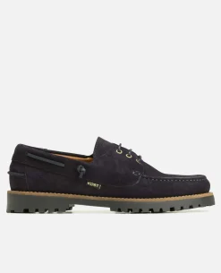 STONE V Chaussures Bateau Croûte Velours Marine Homme