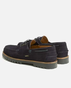 STONE V Chaussures Bateau Croûte Velours Marine Homme