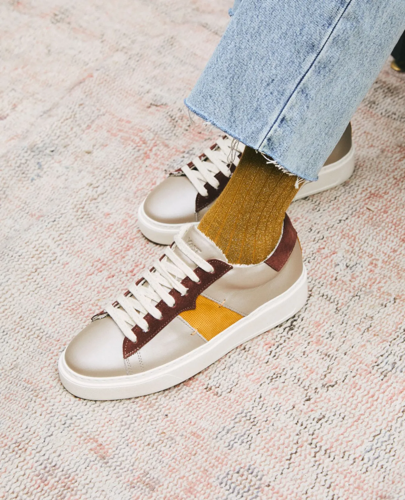 SWANKY F FB Sneakers cuir et daim multicolors