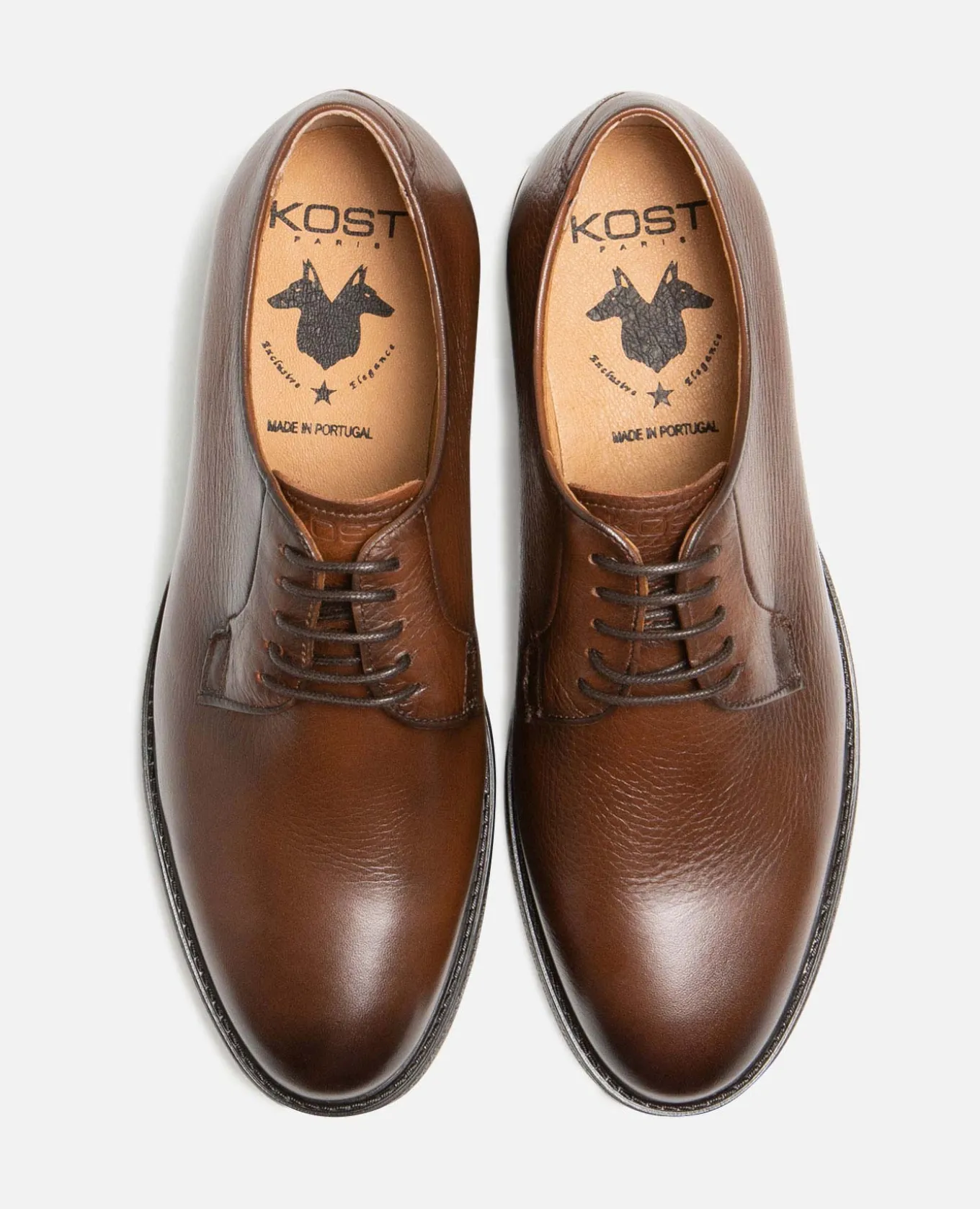 ZELA Derbies style chic vintage cuir chataigne